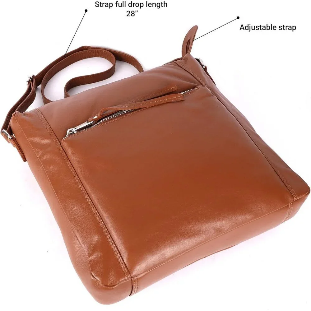 Leather Crossbody Bag Large Soft Napa Women Handmade Stylish Function